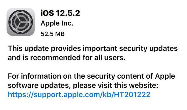 巴宜苹果手机维修分享iOS12.5.2发布，建议所有老苹果用户安装 
